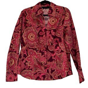 Jones NY Signature Cotton Peplum Fitted Blouse size Large NWT